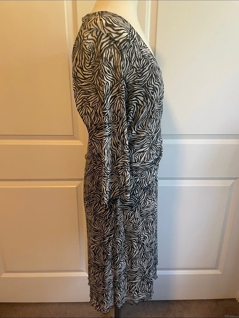 BCBGMaxAzria Zebra-Print Midi Wrap Dress XL